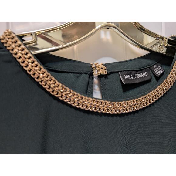 Womens XL Nina Leonard Green Sheath Dress Miracle Matte Travel Workwear Cocktail - Picture 2 of 9